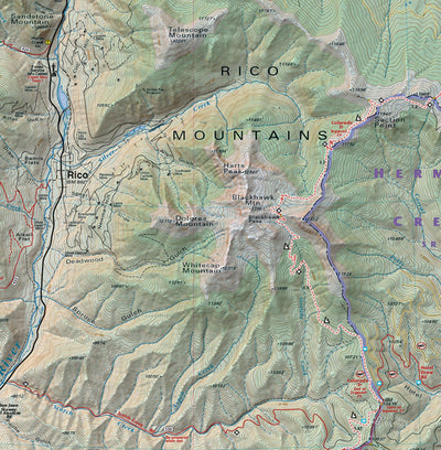 Rico Mountains section of Colorado legend for Colorado Boulder County - Trails and Recreation Topo Map | Latitude 40° Blue Ridge Overland Gear
