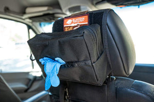 Glove Dispenser Pouch lifestyle headrest panel 2 - Blue Ridge Overland Gear