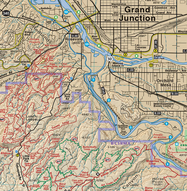 Colorado Fruita - Grand Junction - Trails and Recreation Topo Map | Latitude 40°