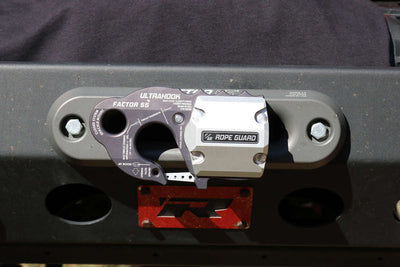FACTOR 55 UltraHook Rope Guard. An aluminup plate that mounts to one side of the ultrahook to protect a synthetic winch line from road debris.