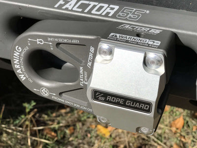 FACTOR 55 FlatLink Rope Guard an aluminum cover that rivets onto one side of the flatlink to protect the synthetic rope from road debris