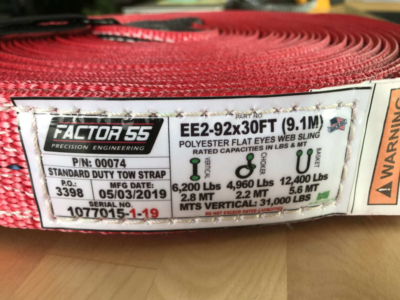 Products Factor 55 Standard Duty Tow Strap - 2"x30&