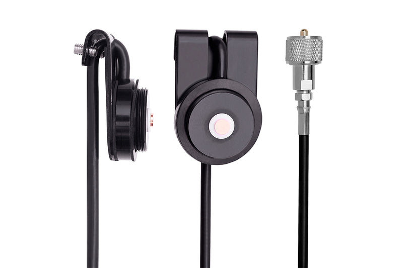 Midland MXTA27 Universal GMRS Antenna Hood Clip (Lip Mount) close up detail of screw mount and antenna mount 