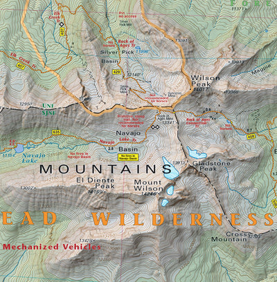 Lizard Head Wilderness section of Colorado Telluride - Trails and Recreation Topo Map | Latitude 40° Blue Ridge Overland Gear