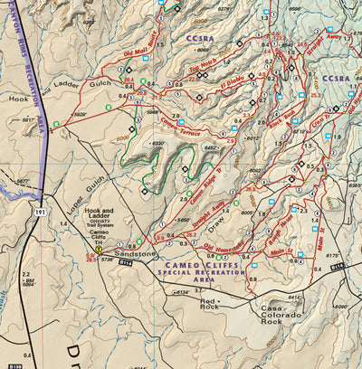 Cameo Cliffs section of Utah Moab East Trails - Trails and Recreation Topo Map | Latitude 40° Blue Ridge Overland Gear