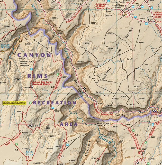 Utah Moab West Trails - Trails and Recreation Topo Map | Latitude 40°