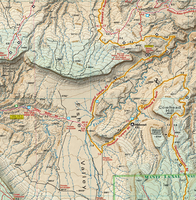 Utah Moab West Trails - Trails and Recreation Topo Map | Latitude 40°