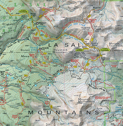 La Sal Mountains section of Utah Moab East Trails - Trails and Recreation Topo Map | Latitude 40° Blue Ridge Overland Gear
