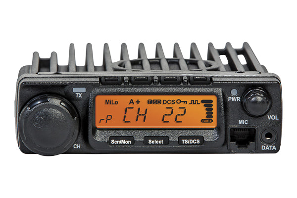 Midland MXT400 40-Watt TWO-WAY GMRS RADIO close up detail on controls and screen