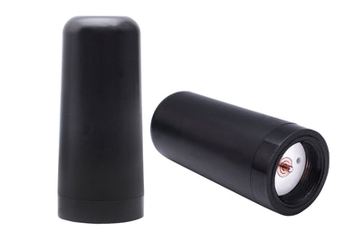 Midland MXTA25 3DB Gain GMRS Low Profile GHOST Antenna side view and bottom view with detail on threads