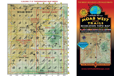 Utah Moab West Trails - Trails and Recreation Topo Map | Latitude 40°