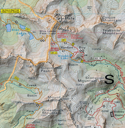 Mount Sneffels section of Colorado Telluride - Trails and Recreation Topo Map | Latitude 40° Blue Ridge Overland Gear
