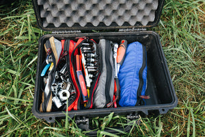 Blue Ridge Overland Gear utility pouches in a overland gear bin to keep it organized