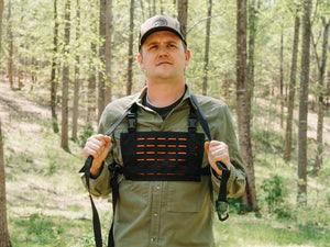 Man realizing nature is calling, wearing the Pooper Trooper Lite