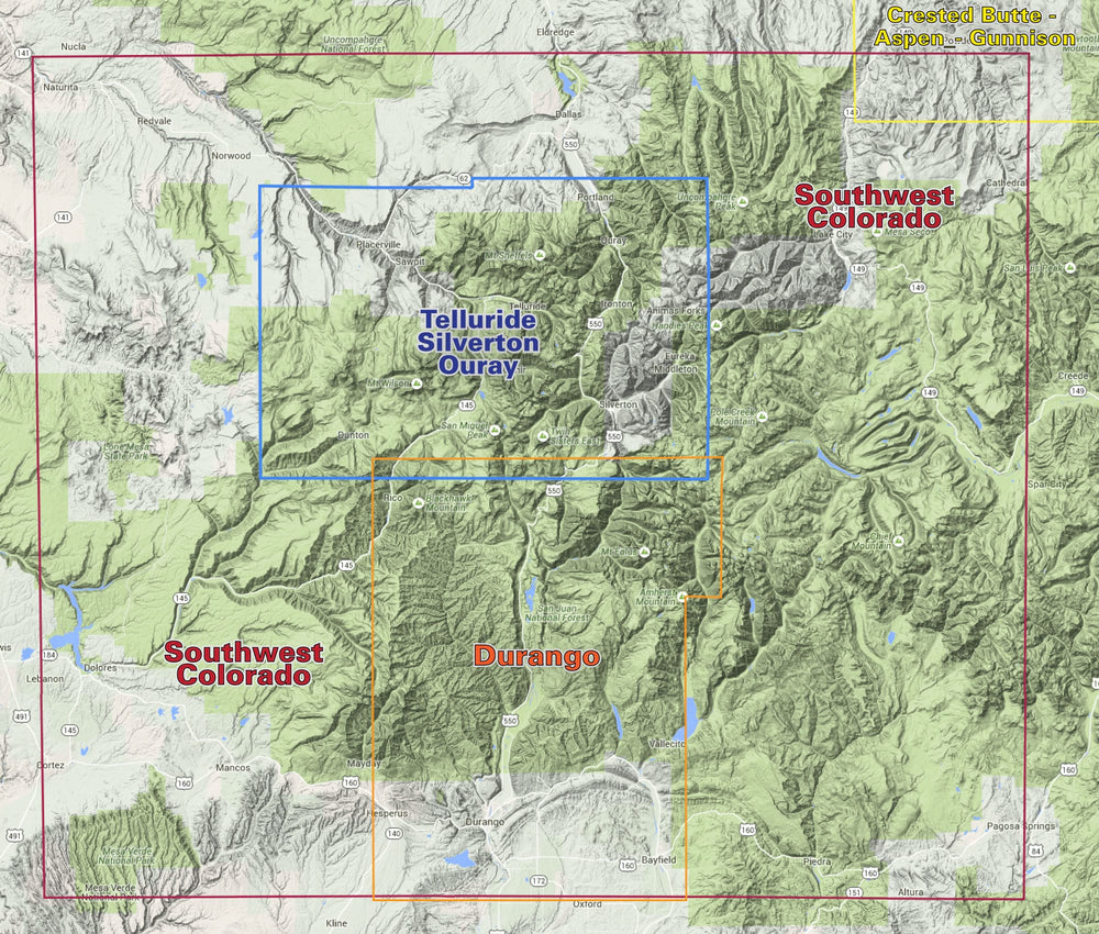 Map Locator for Colorado Telluride - Trails and Recreation Topo Map | Latitude 40° Blue Ridge Overland Gear