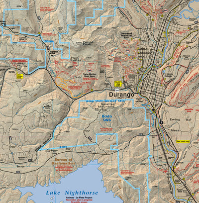 Town of Durango section of Colorado legend for Colorado Boulder County - Trails and Recreation Topo Map | Latitude 40° Blue Ridge Overland Gear