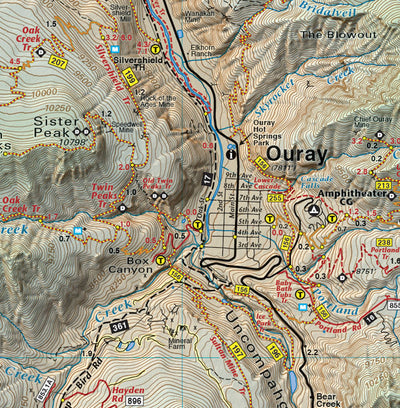Town of Ouray section of Colorado Telluride - Trails and Recreation Topo Map | Latitude 40° Blue Ridge Overland Gear