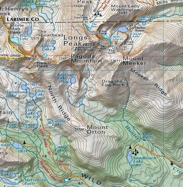 Long Peak section of Colorado Boulder County - Trails and Recreation Topo Map | Latitude 40° Blue Ridge Overland Gear