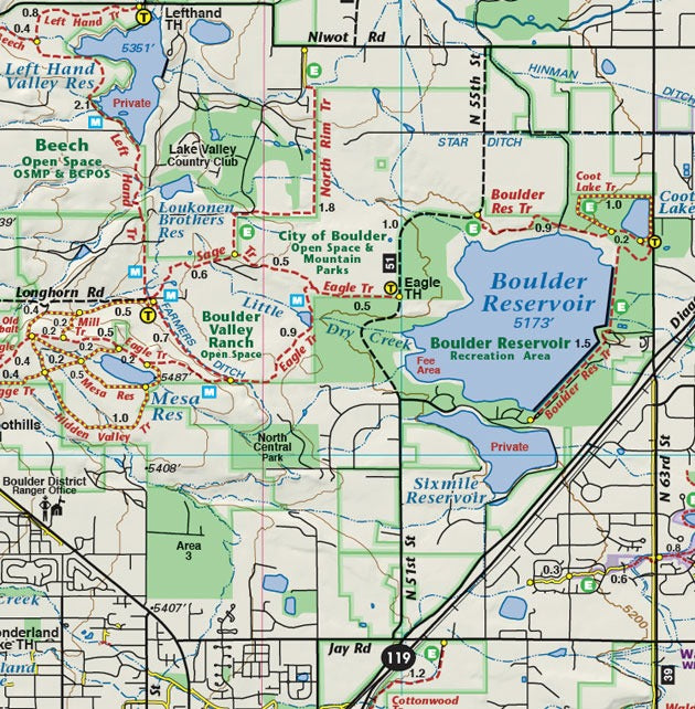 Boulder Reservoir  section of Colorado Boulder County - Trails and Recreation Topo Map | Latitude 40° Blue Ridge Overland Gear
