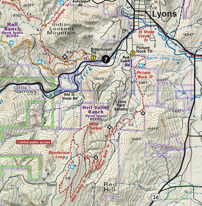 Lyons section of Colorado Boulder County - Trails and Recreation Topo Map | Latitude 40° Blue Ridge Overland Gear