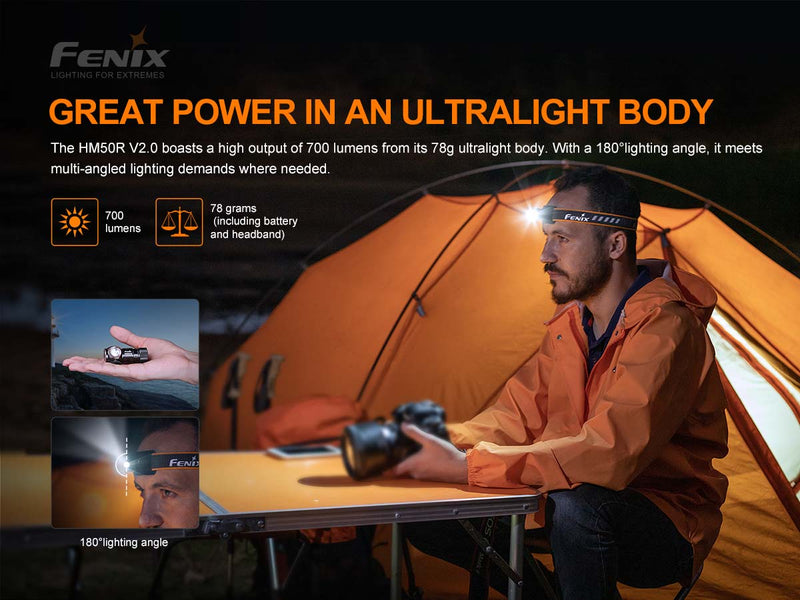 FENIX HM50R V2.0 RECHARGEABLE MULTI-USE HEADLAMP - 700 LUMENS