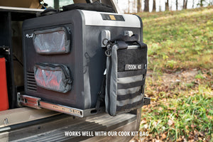 Our Fridge Tie-Down Strap Kit works well with our Cooking Kit Bag - a great addition to your portable fridge.