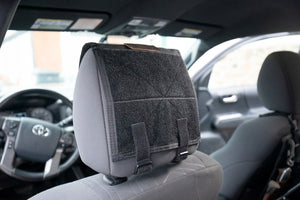 Headrest Veclro panel for vehicle - for pouches.