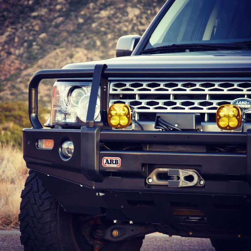 Factor 55 Offset Fairlead  installed on a land cruiser with an ARB Bumper